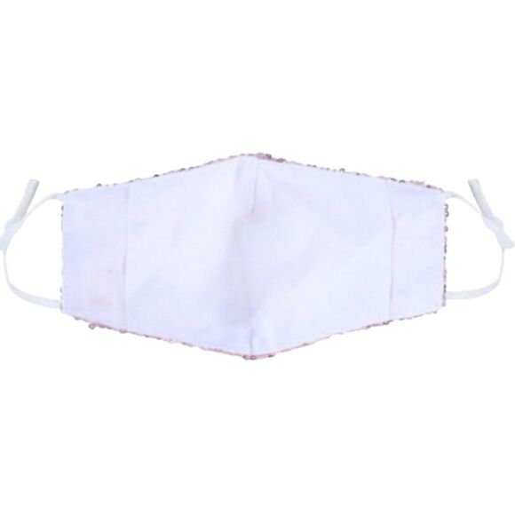 New Dressy Pink Sequin Gauze Face Mask With Filter Pocket - Picture 6 of 7